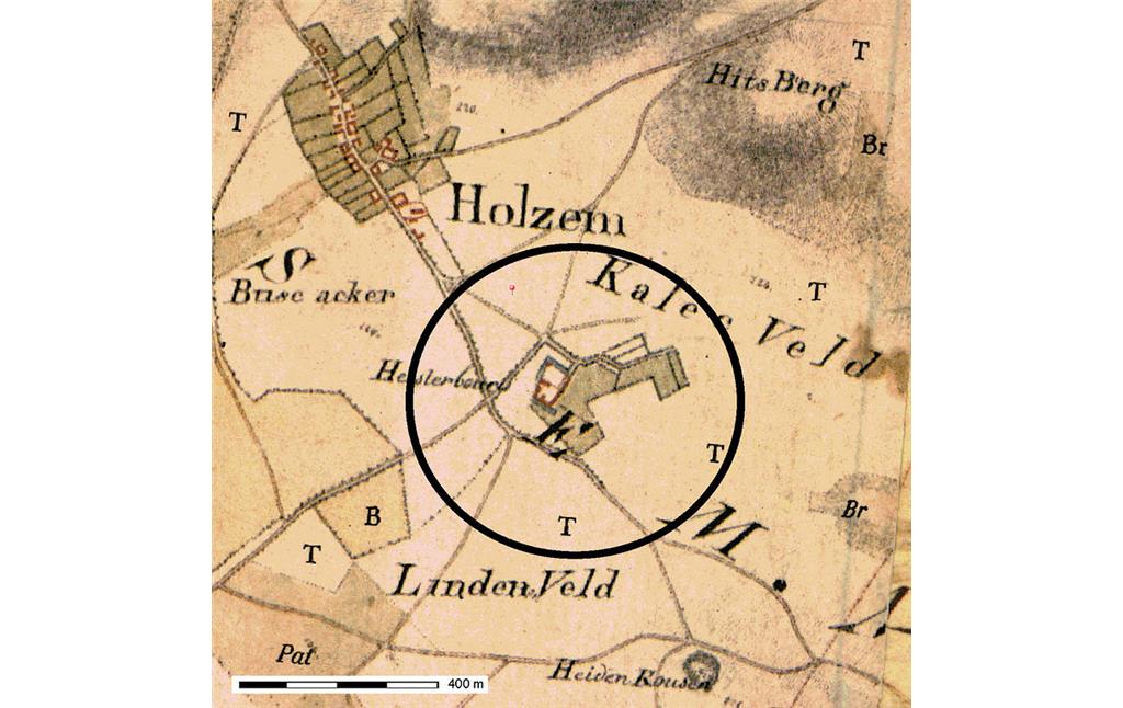 Ausschnitt der Tranchot-Karte (1801-1828) mit Burg Heistard bei Mechernich