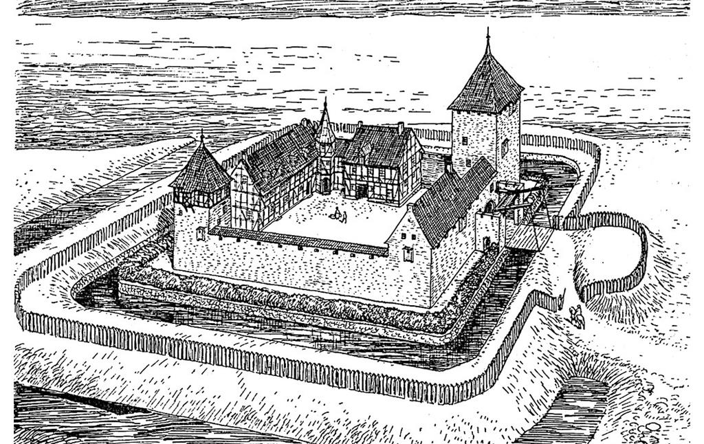 Burg Glambek - Rekonstruktionszeichnung von 1915