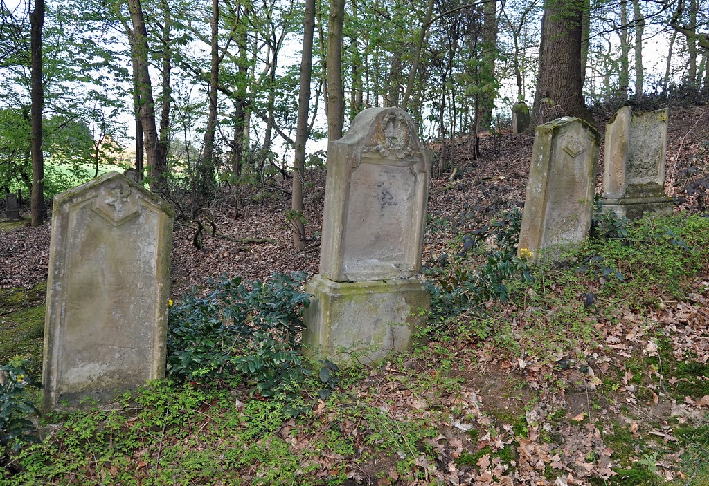 Grabsteine auf dem jüdischen Friedhof "Bönninghardter Heide" im Xantener Weg bei Issum (2016).