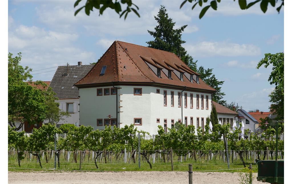 Zwischen Schaffnerei (Schlössel) und Edelhof (hier im Bild) befand sich einst das Wasserschloss Marienburg in Kirrweiler (2021)