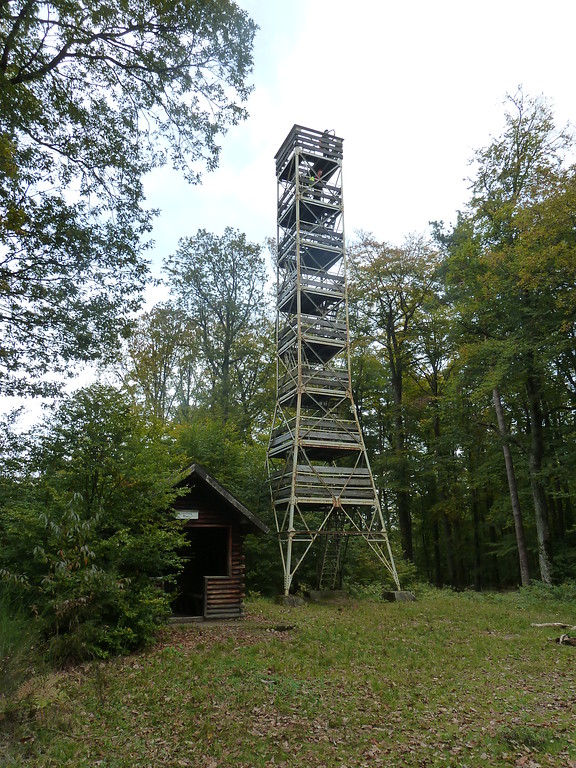 Eybergturm mit Schutzhütte auf dem Großen Eyberg bei Dahn (2017).