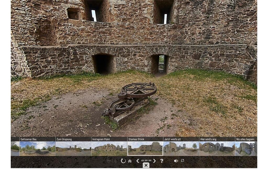 Virtuelle 360-Grad-Ansicht des Göpelwerks auf Burg Lichtenberg (2023)