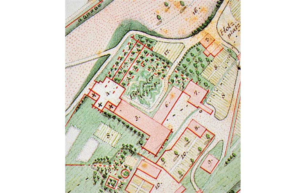 Kolorierte Planzeichnung der KLosterkirche Eußerthal (spätes 18. Jahrhundert).