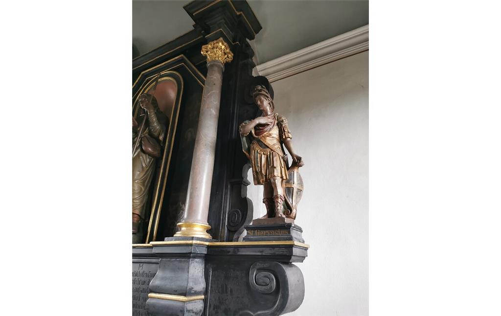 Die Statue des St. Gervasius in der St. Wendelinuskapelle in Bornheim-Sechtem (2020).