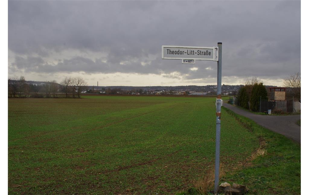 Blick auf den südöstlichen Teil des Meßdorfer Feld von der Theodor-Litt-Straße aus