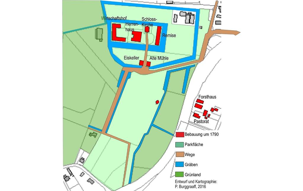 Karte der Schlossanlage Diersfordt (2016)