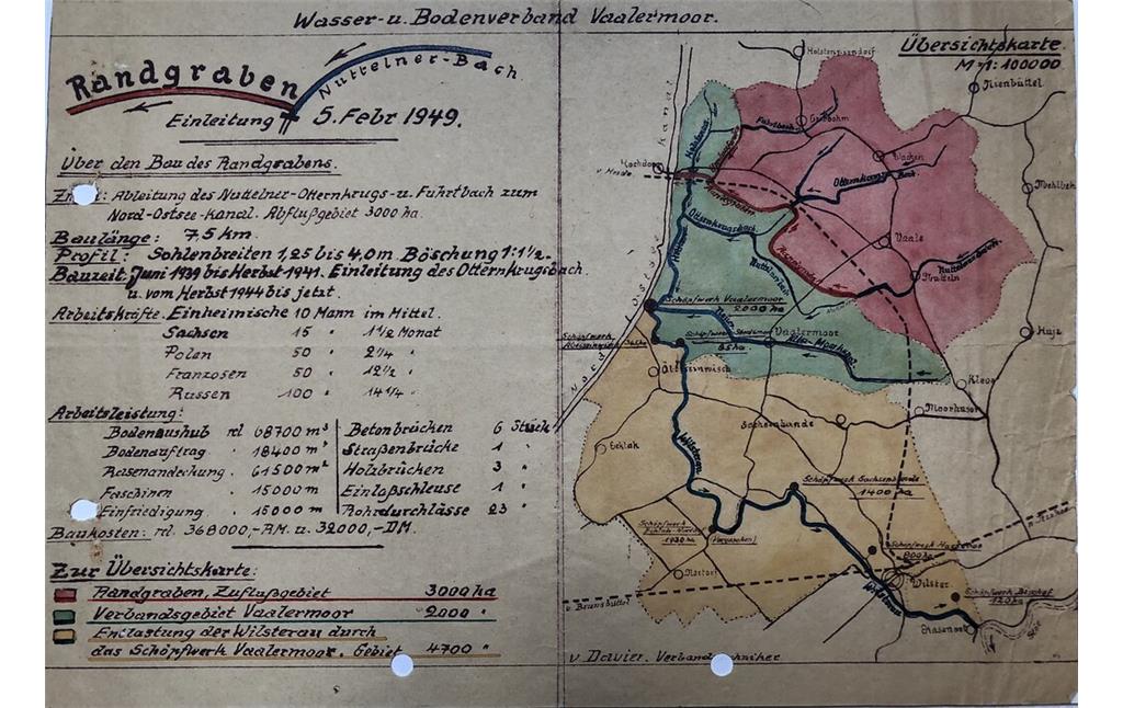 Übersichtskarte des Wasser- und Bodenverbandes Vaalermoor von 1949