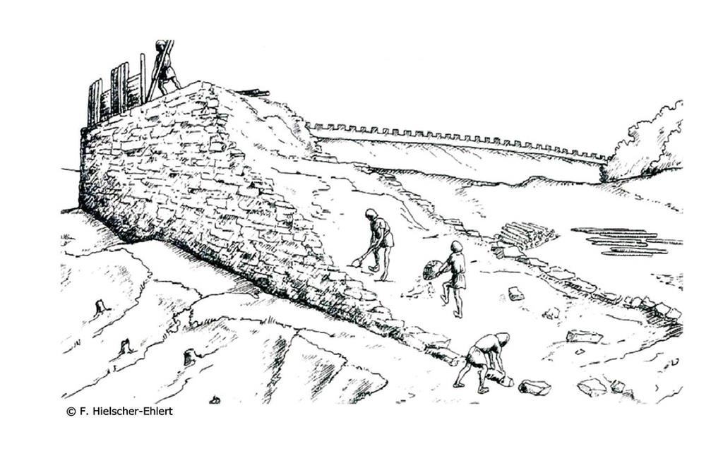 Bau der Befestigung / Ringwallanlage auf dem Petersberg bei Königswinter