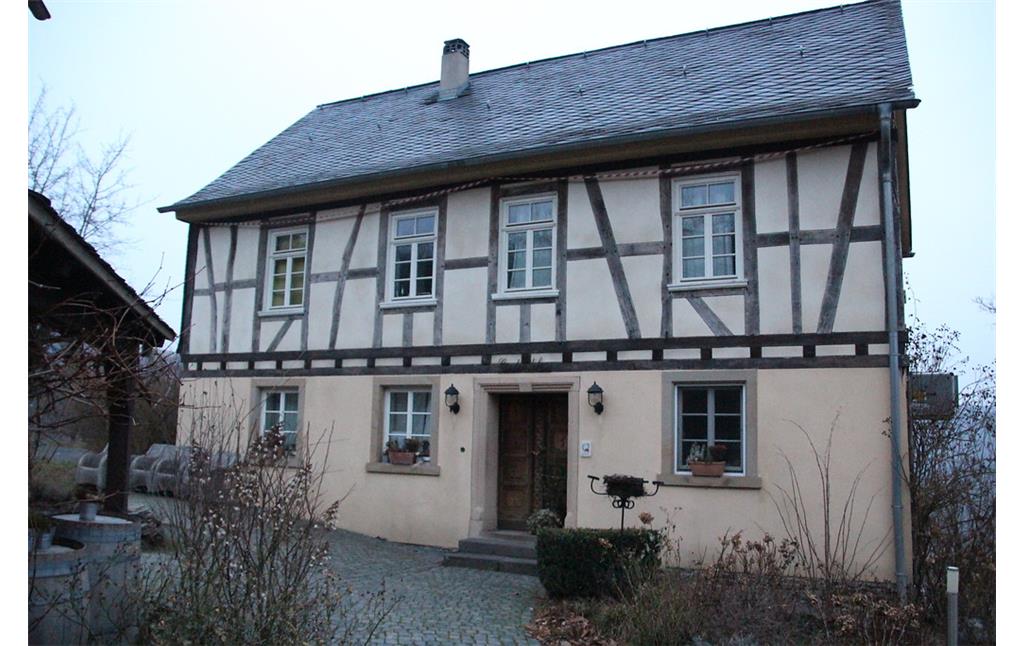 Frontansicht des wiederaufgebauten Haus Baumgärtner (Günderodehaus) bei Oberwesel (2017)