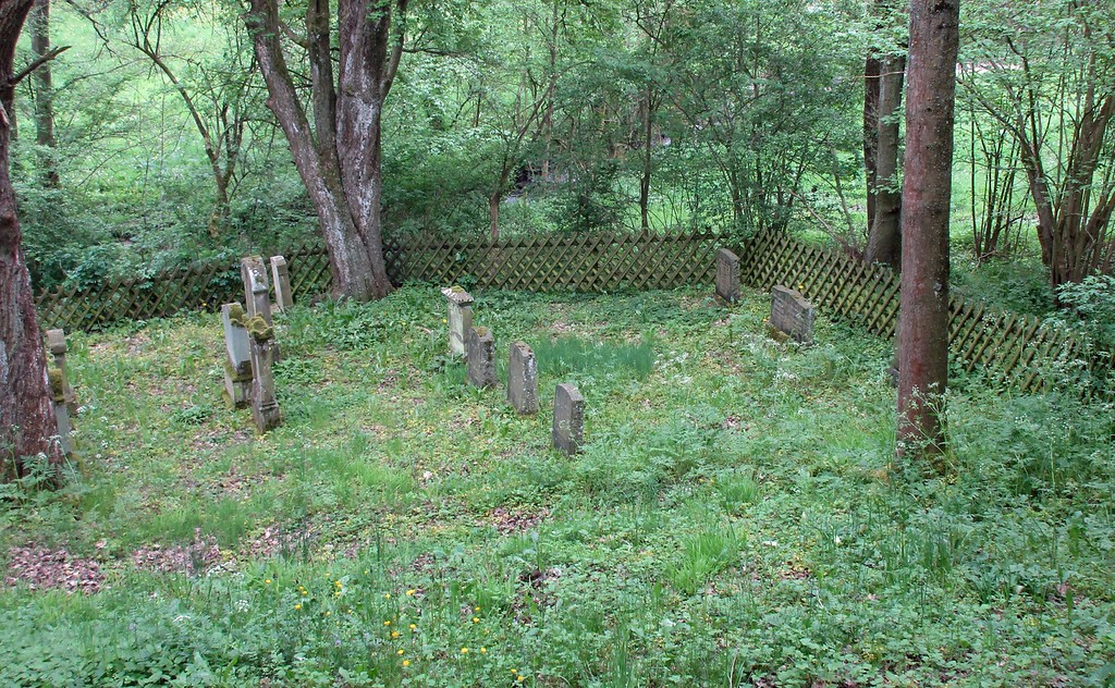 Jüdischer Friedhof Unterm Bingelsberg in Dörrebach (2016), westlicher Teil des Gräberfelds.