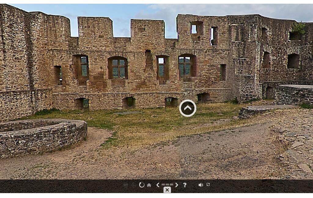 Virtuelle 360-Grad-Ansicht des Westpalas der Burg Lichtenberg bei Kusel (2023)