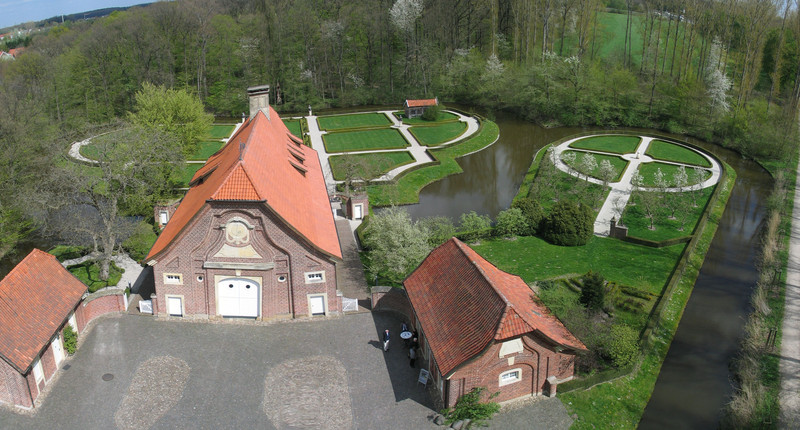 Haus Rüschhaus mit Gräfte und Park in Münster-Nienberge
