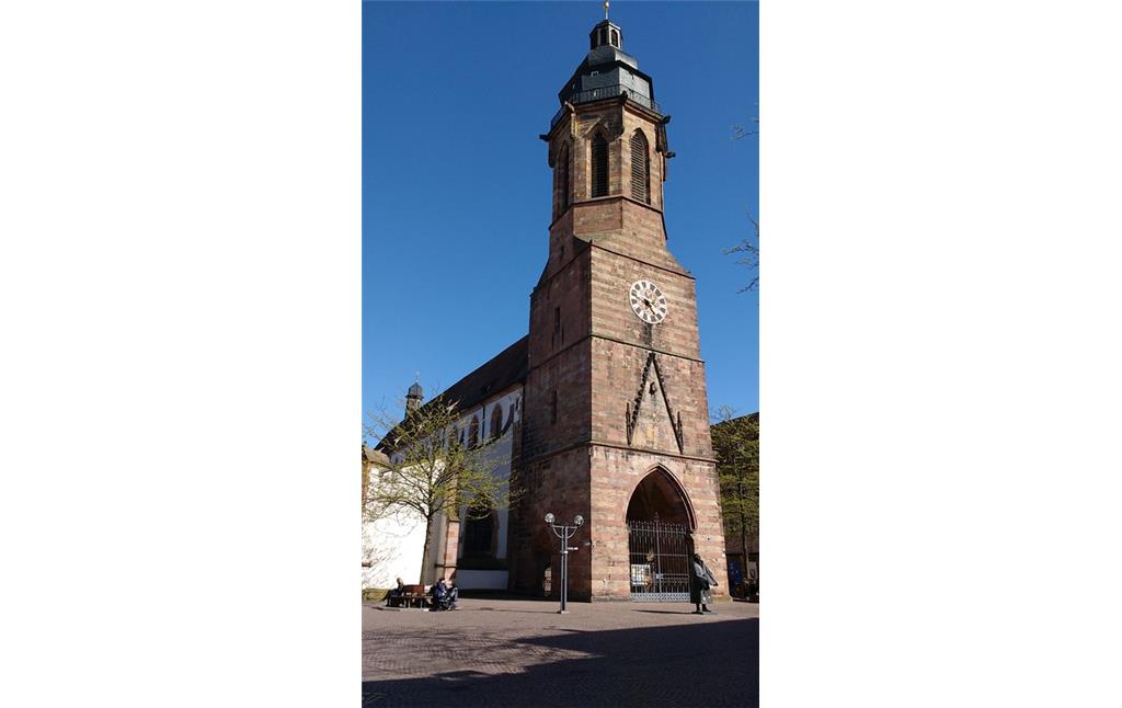Der Turm der evangelischen Stiftskirche in Landau in der Pfalz (2017).