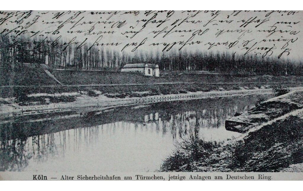 Historische Postkarte von um 1890 mit Blick über den Sicherheitshafen am heutigen Theodor-Heuss-Ring.