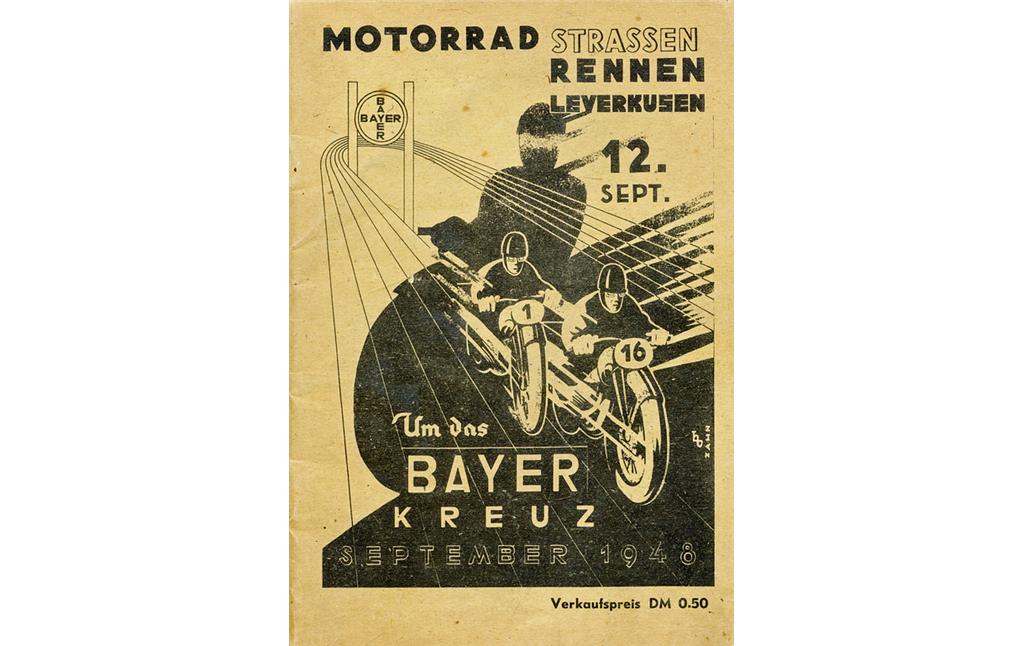 Titelseite des Programmhefts für das Motorrad-Rennen "Um das Bayerkreuz" am 12. September 1948 bei Leverkusen.