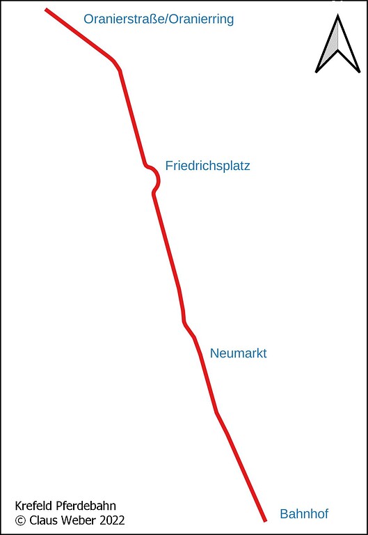 Krefeld, Strecke der Pferdebahn (2022)