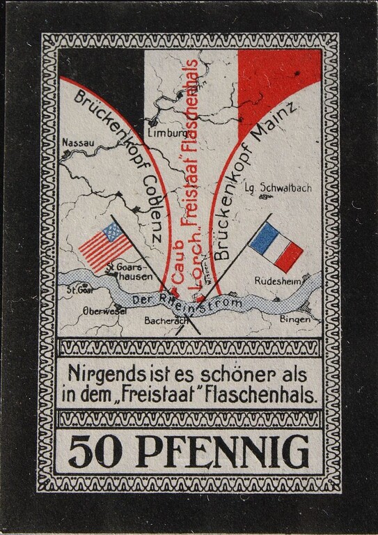 50-Pfennig-Notgeldschein aus dem Freistaat Flaschenhals (1919-1923)