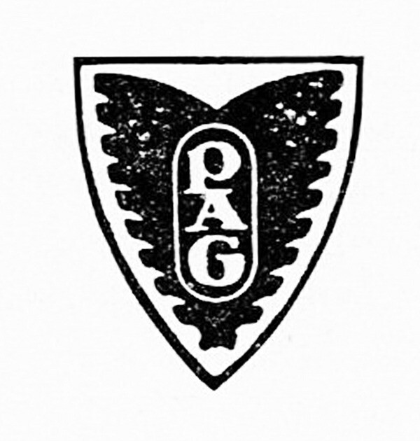 Zeitgenössisches Firmenlogo des 1897 als "Uren, Kotthaus & Cie." gegründeten und ab 1909/10 unter dem Namen "Priamus Automobilwerk GmbH (PAG)" firmierenden Kölner Automobilherstellers Priamus.