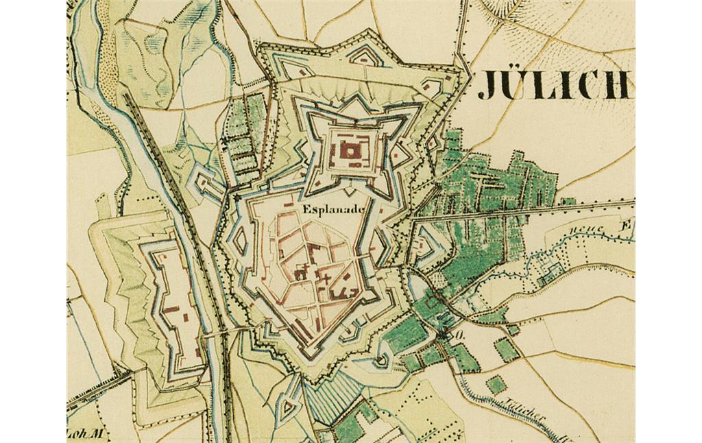 Teilausschnitt der Zitadelle Jülich in der Preußischen Uraufnahme 1836-1850