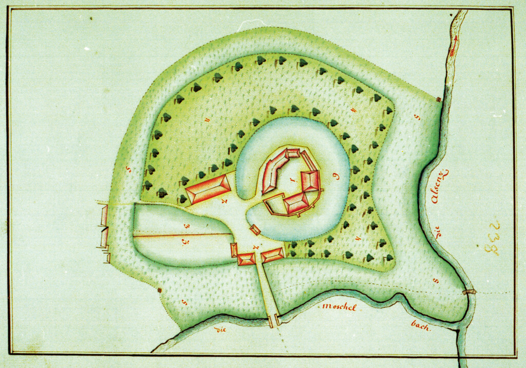 Plan Burgstelle und Schloss Imsweiler (1751)