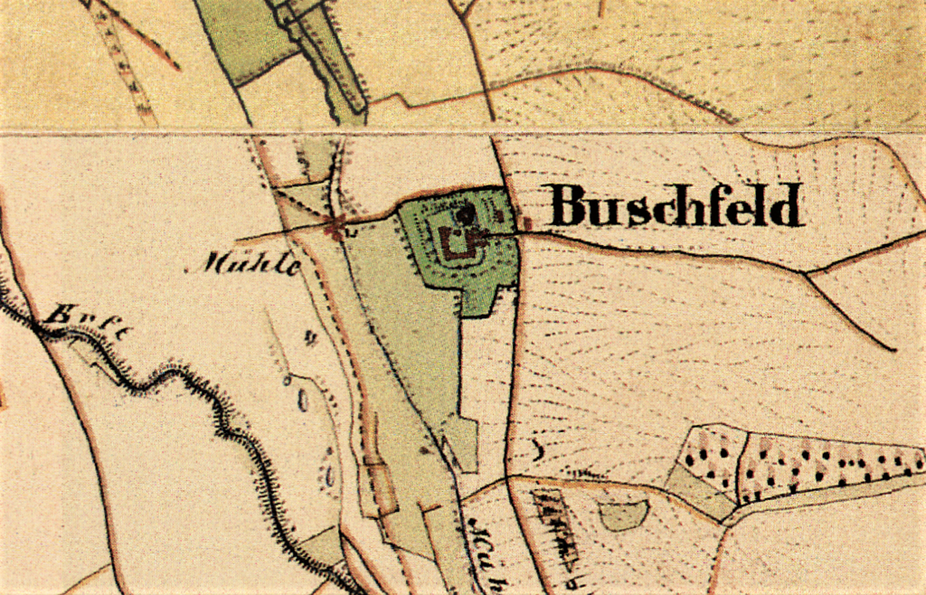 Haus Buschfeld auf der Karte von Tranchot/Müffling (1801-1828)