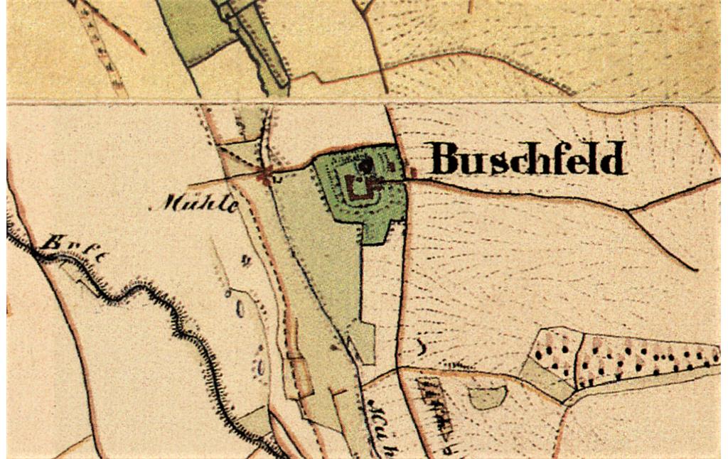 Haus Buschfeld auf der Karte von Tranchot/Müffling (1801-1828)