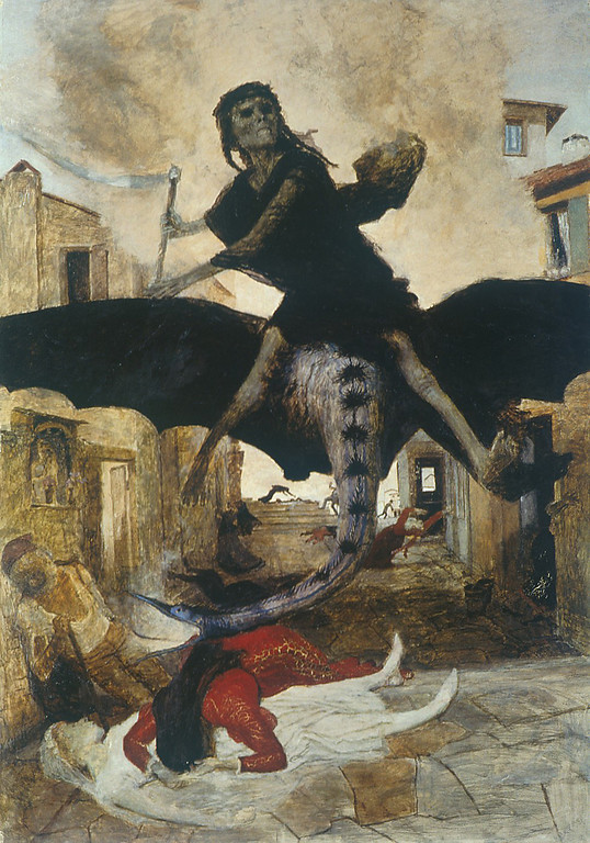 "Die Pest", Darstellung der Infektionskrankheit Pest als "Schwarzer Tod" von Arnold Böcklin (1898).
