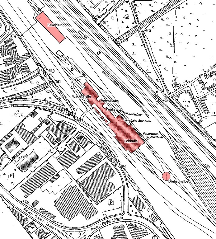 Bahnbetriebswerk Nippes, Lageplan der Denkmale