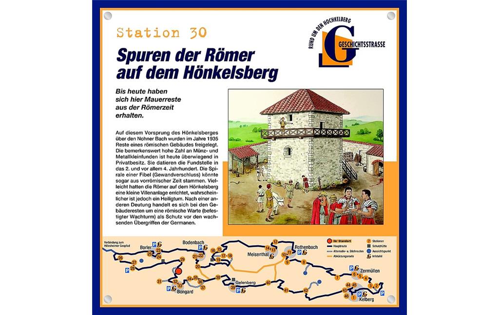 Schautafel der Geschichtsstraße Kelberg zu den Spuren der Römer auf dem Hönkelsberg bei Bongard (Station 30)