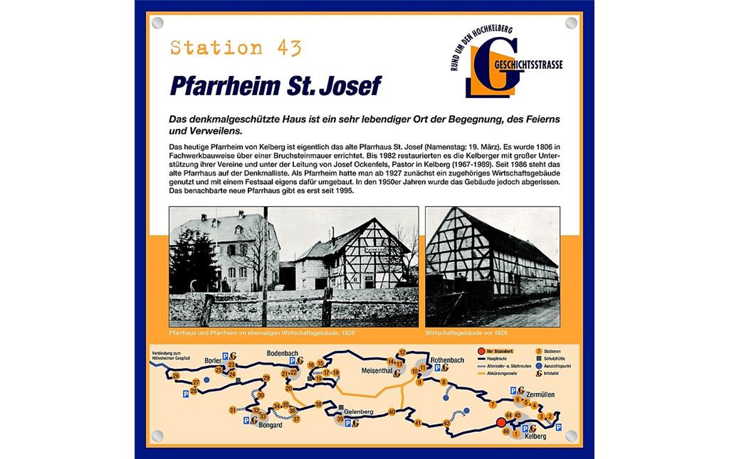 Schautafel der Geschichtsstraße Kelberg zum Pfarrheim St. Josef in Kelberg (Station 43)