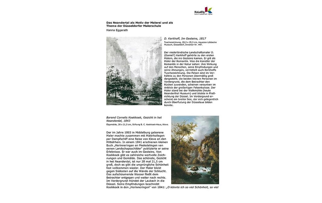 Aufsatz "Das Neandertal als Motiv der Malerei und als Thema der Düsseldorfer Malerschule" von Hanna Eggerath (2012/2013, PDF-Datei, 3,5 MB)