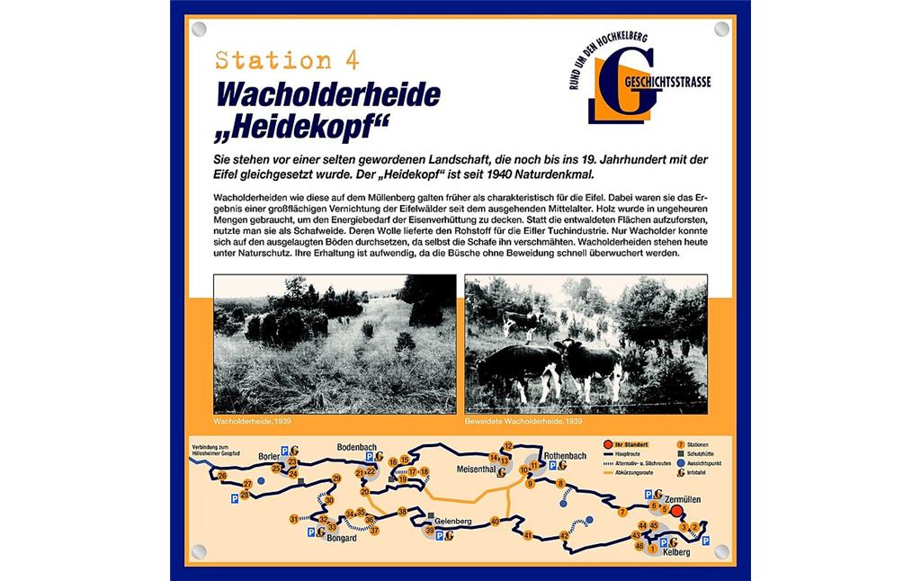 Schautafel der Geschichtsstraße Kelberg zur Wacholderheide "Heidekopf" in Zermüllen (Station 4)