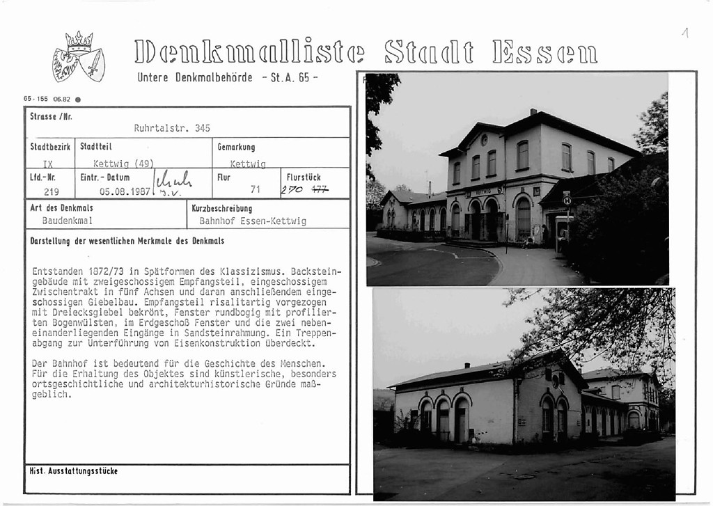 PDF-Datei der Eintragung Denkmalpflege Essen Baudenkmal Nummer 219