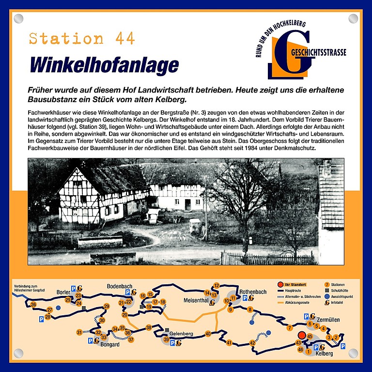 Schautafel der Geschichtsstraße Kelberg zur Winkelhofanlage in Kelberg (Station 44)