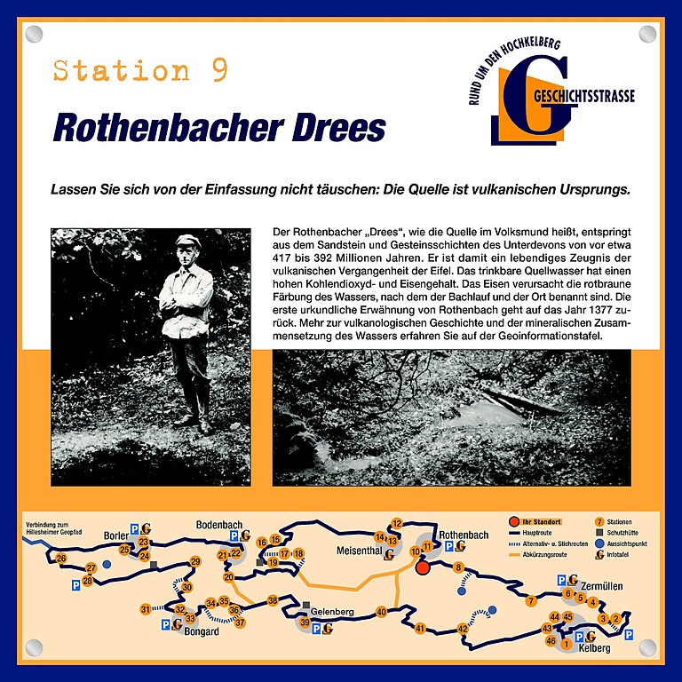 Schautafel der Geschichtsstraße Kelberg zum Rothenbacher Drees (Station 9)