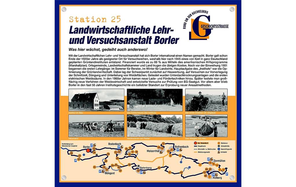 Schautafel der Geschichtsstraße Kelberg zur Landwirtschaftlichen Lehr- und Versuchsanstalt Borler (Station 25)