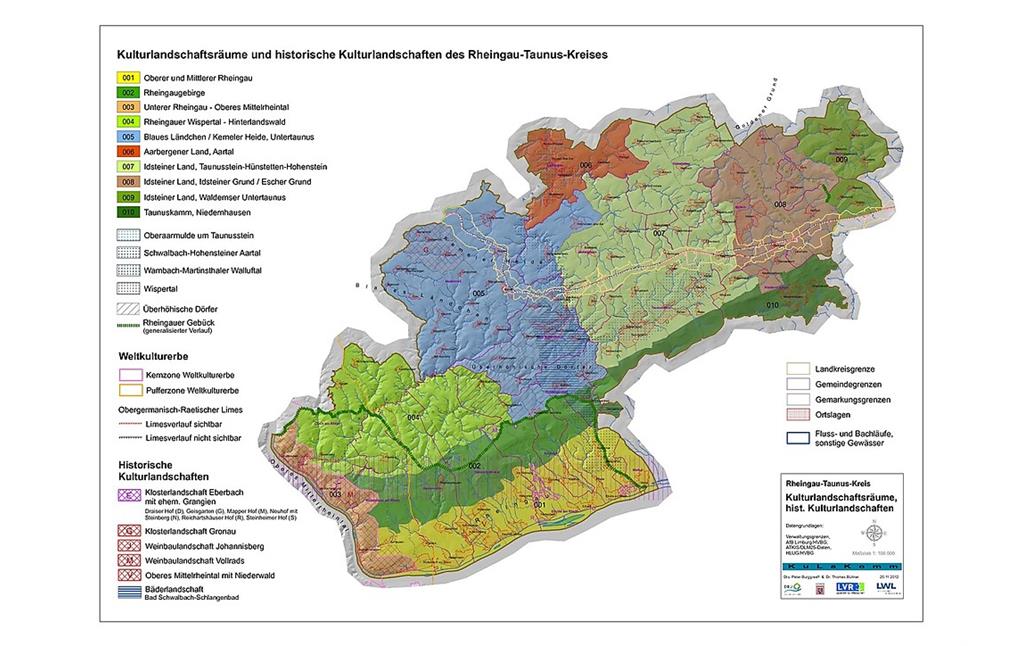Kulturlandschaftsräume und historische Kulturlandschaften des Rheingau-Taunus-Kreises - Bestandskarte (2012)