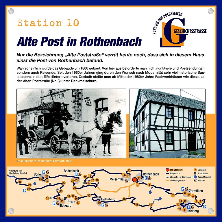 Schautafel der Geschichtsstraße Kelberg zur Alten Post in Rothenbach