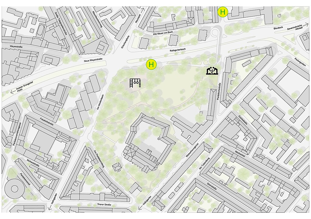 Lageplan des Pantaleonsparks in Köln Altstadt-Süd (2022)