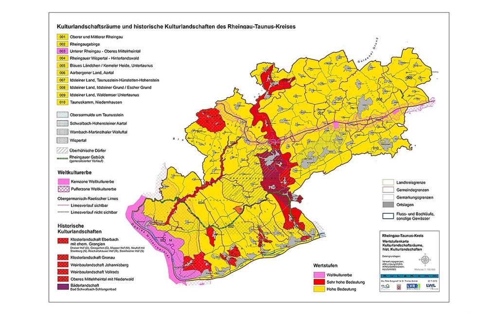 Kulturlandschaftsräume und historische Kulturlandschaften des Rheingau-Taunus-Kreises - Bewertungskarte (2012)
