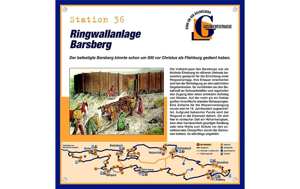 Schautafel der Geschichtsstraße Kelberg zur Ringwallanlage Barsberg bei Bongard (Station 36)