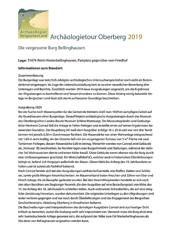 Archäologietour Oberberg 2019, Burg Bellinghausen, Infoblatt (PDF-Dokument)