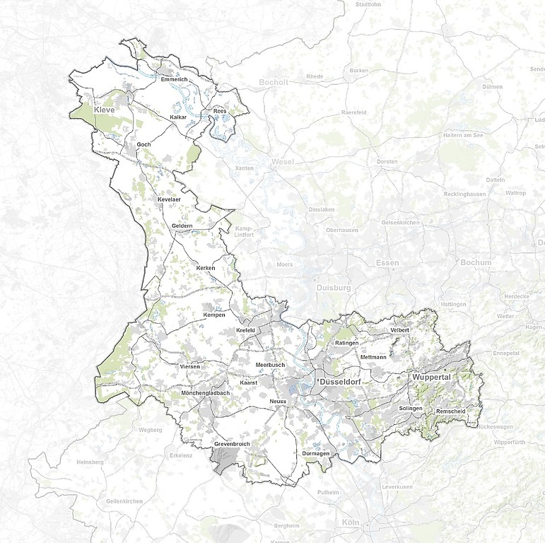 Karte des Geltungsbereichs des Regionalplans Düsseldorf (2013)