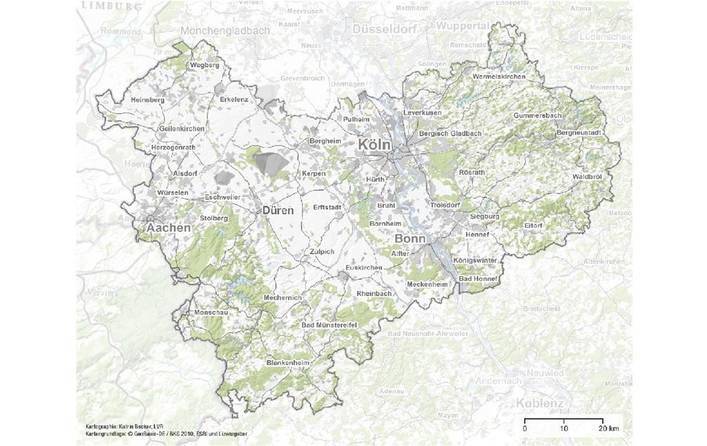 Karte des Geltungsbereichs des Regionalplans Köln (2016)