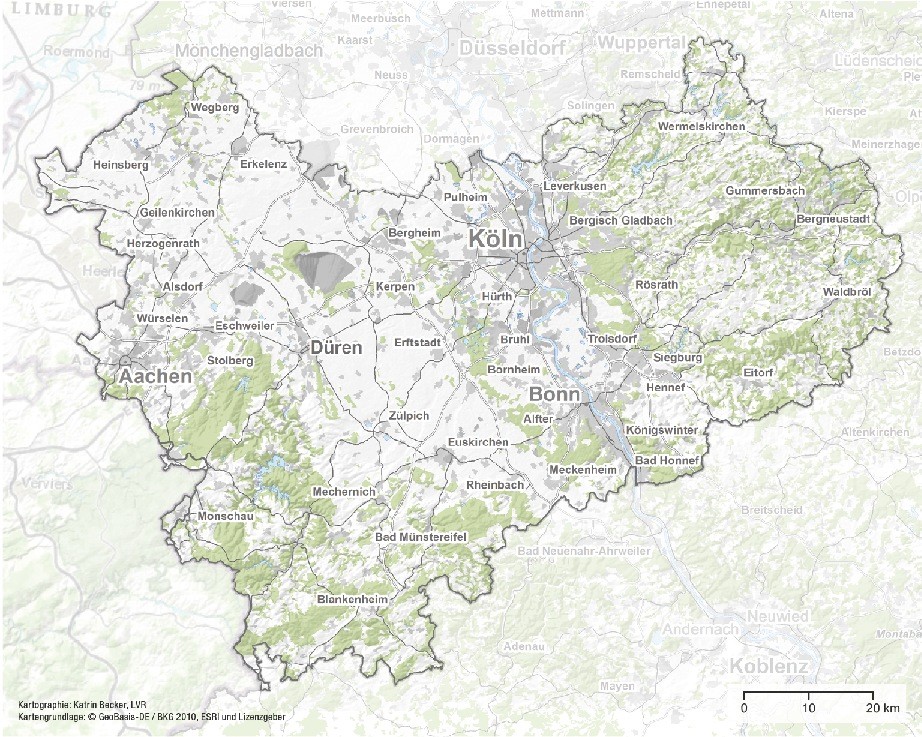 Karte des Geltungsbereichs des Regionalplans Köln (2016)