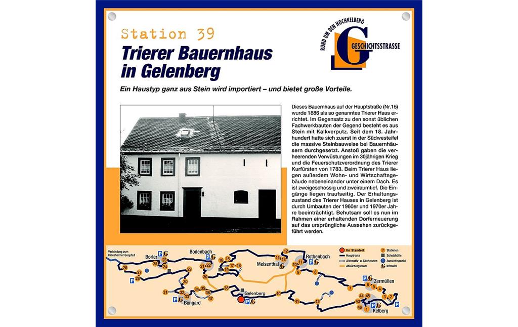 Schautafel der Geschichtsstraße Kelberg zum Trierer Langhaus in Gelenberg (Station 39)