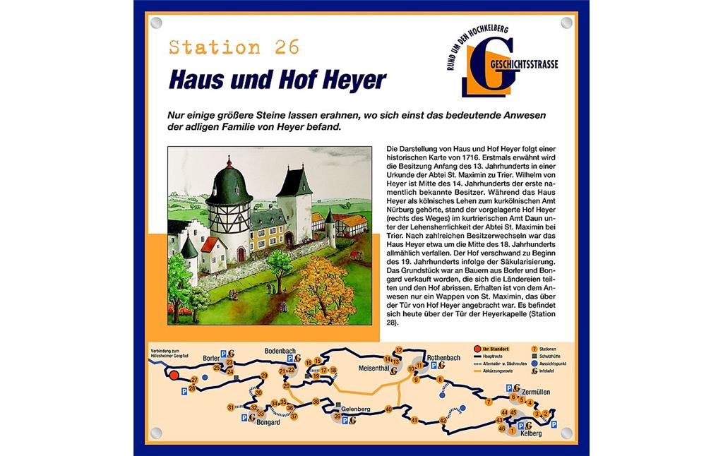 Schautafel der Geschichtsstraße Kelberg zu Haus und Hof Heyer in Borler (Station 26)