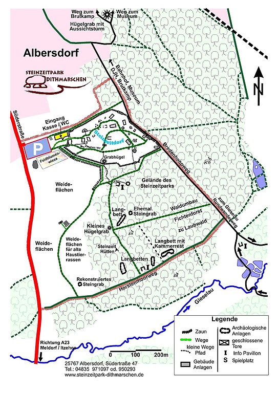Lageplan des Steinzeitparks Dithmarschen in Albersdorf (2014)