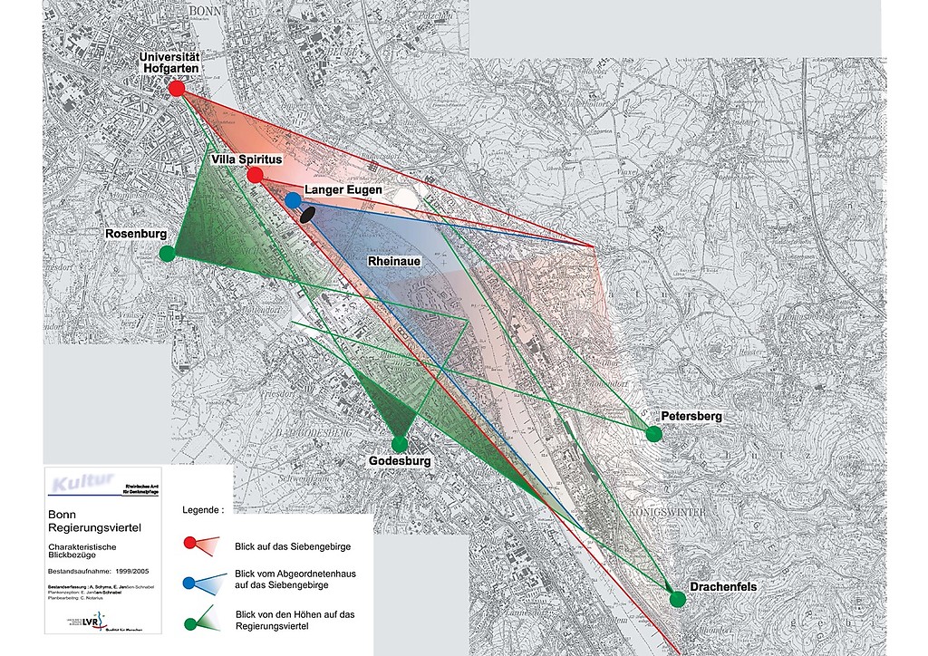 Kartierung der Blickbezüge im Bereich des Regierungsviertels Bonn (2005)