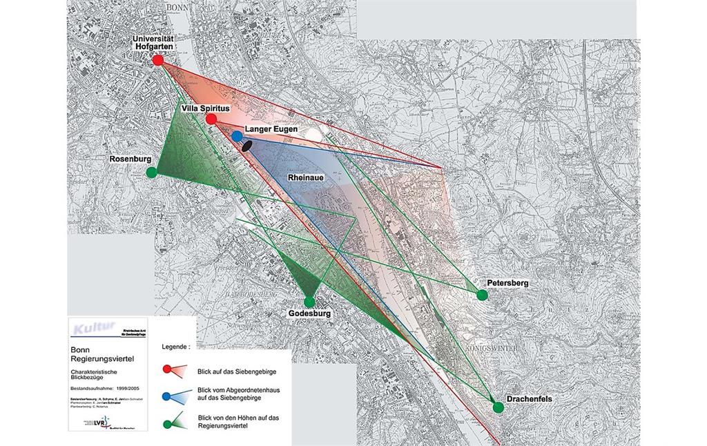 Kartierung der Blickbezüge im Bereich des Regierungsviertels Bonn (2005)